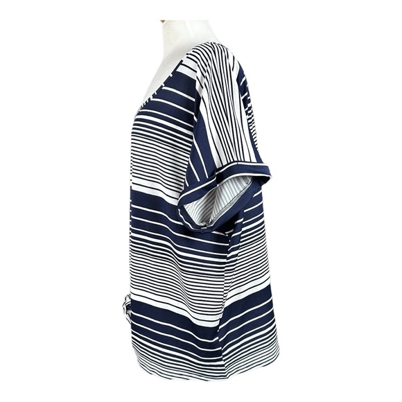 M.I.K.O. Plus Blue and White Pullover Striped Cap Sleeve Top Size 2X - Picture 2 of 13